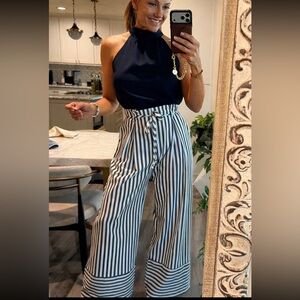 Striped High-Waist Wide-Leg jumpsuit
